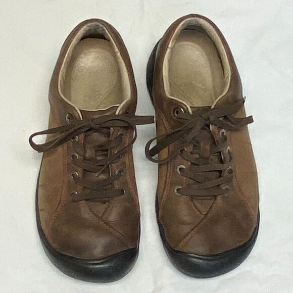 Keen Shoes - Keen Presidio 7.5 Leather Lace Up Walking Hiking Shoes Walnut Brown Low Top